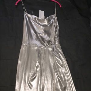 h&m shimmering metallic dress